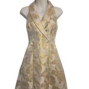 Cream and Gold Detailed Dress